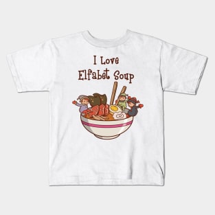 Ramen Soup Elf Pun Japanese Noodles Joke Japan Fun Christmas Kids T-Shirt